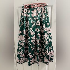 Shein Elegant Green and Pink Long Floral Skirt